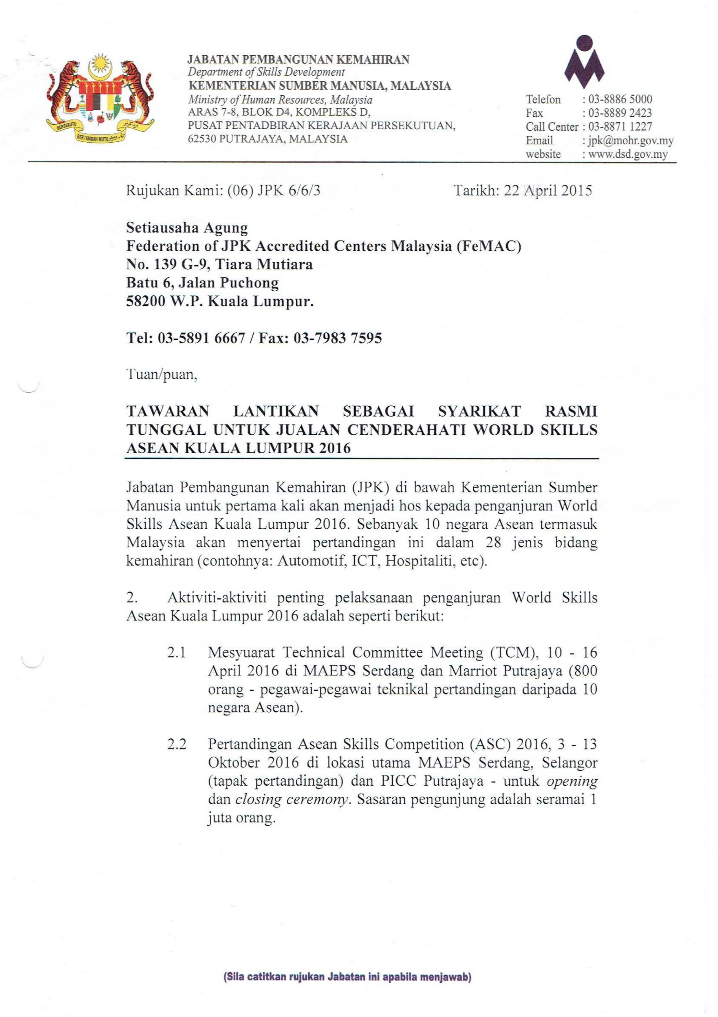 Tahniah!! - Federation of JPK Accredited Centers Malaysia 