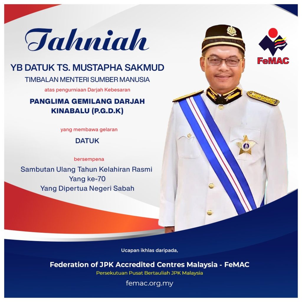 Tahniah kepada YB Datuk TS. Mustapha Sakmud